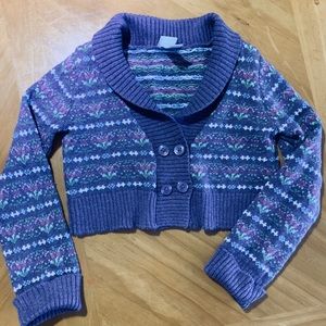 Janie and Jack Purple Fair Isle Cropped Sweater